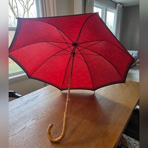 Vintage YSL Yves Saint Laurent OPIUM Umbrella with Bamboo Handle, 1970s